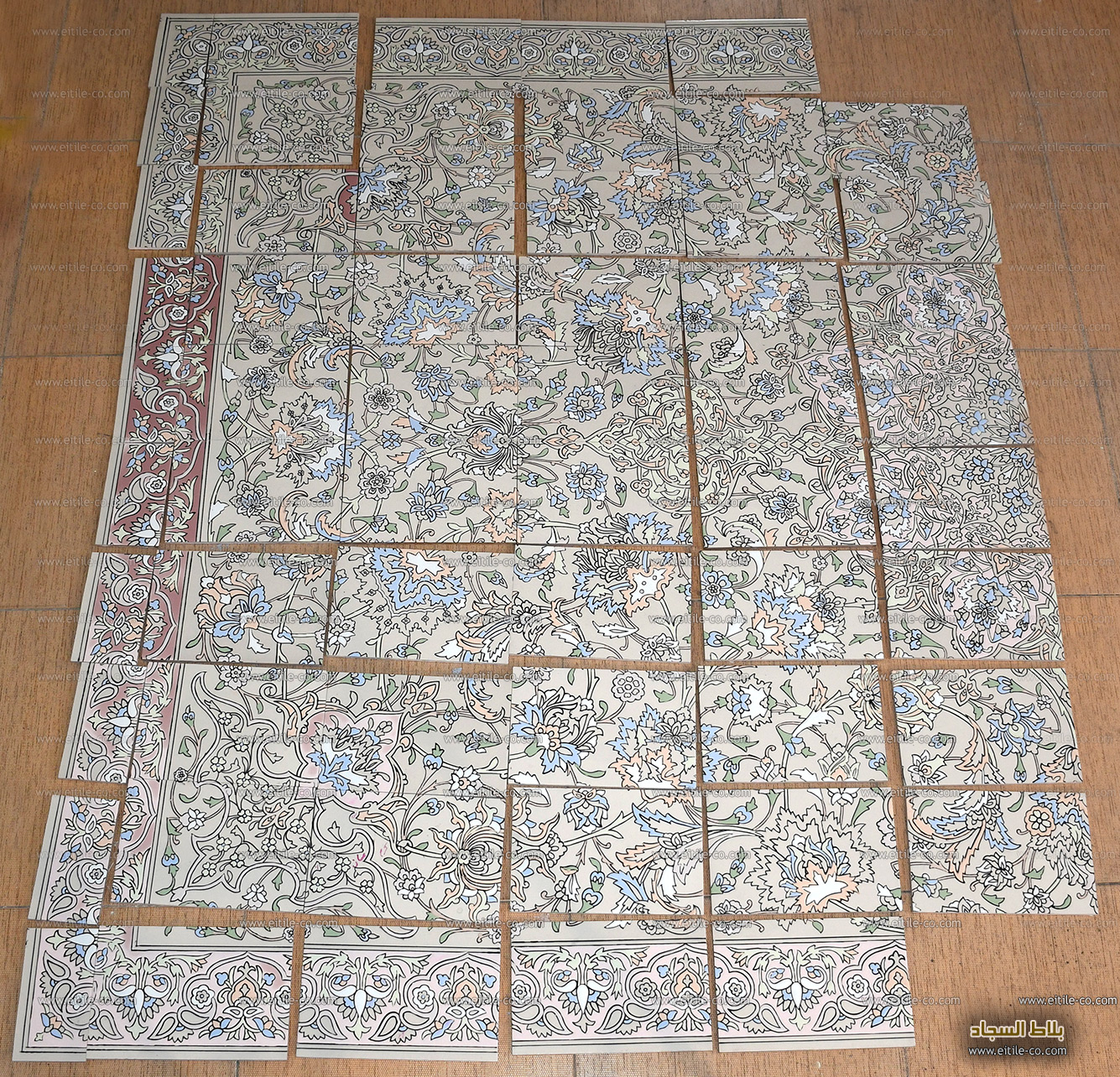 Handmade ceramic with carpet design for floor decoration, www.eitile.com