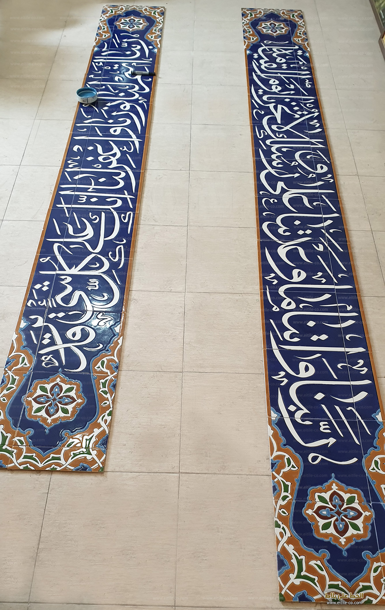 Calligraphy art on Islamic handmade tiles for mosque, www.eitile-co.com