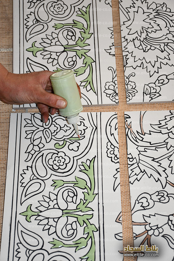 Handmade ceramic with carpet design for floor decoration, www.eitile.com