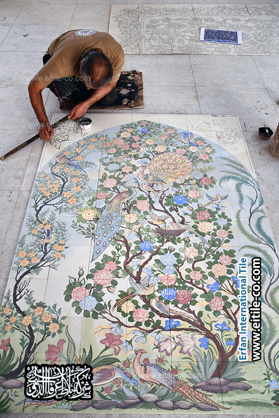 كيفية رسم الأشجار والطيور على البلاط المصنوع يدويًا  www.eitile-co.com