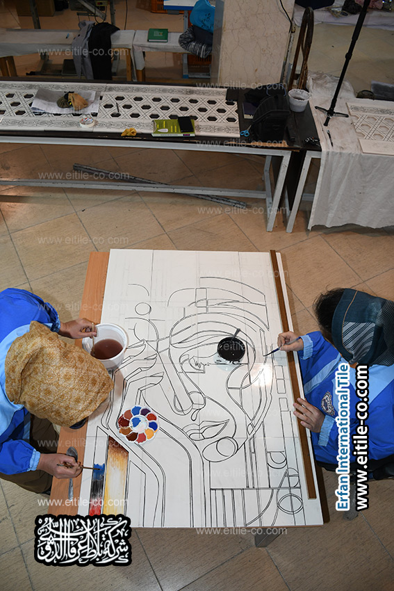 فن تكعيبي هندسي على بلاط خزفي. www.eitile-co.com